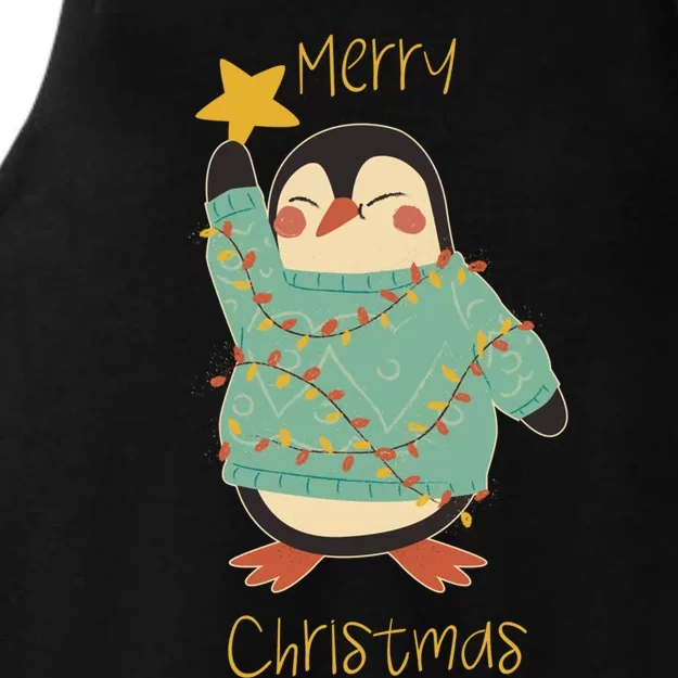 Merry Christmas Penguin Gift Ladies Tri-Blend Wicking Tank