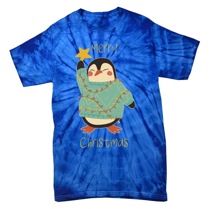 Merry Christmas Penguin Gift Tie-Dye T-Shirt