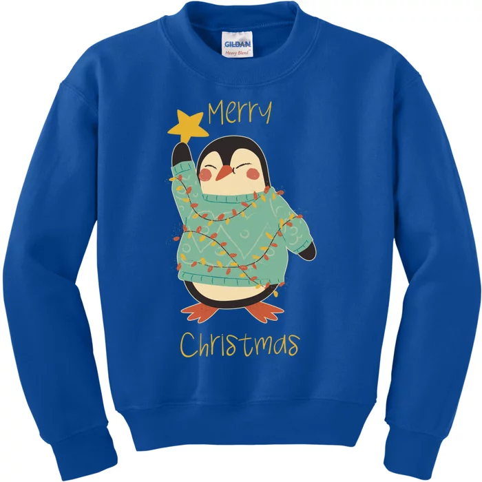 Merry Christmas Penguin Gift Kids Sweatshirt