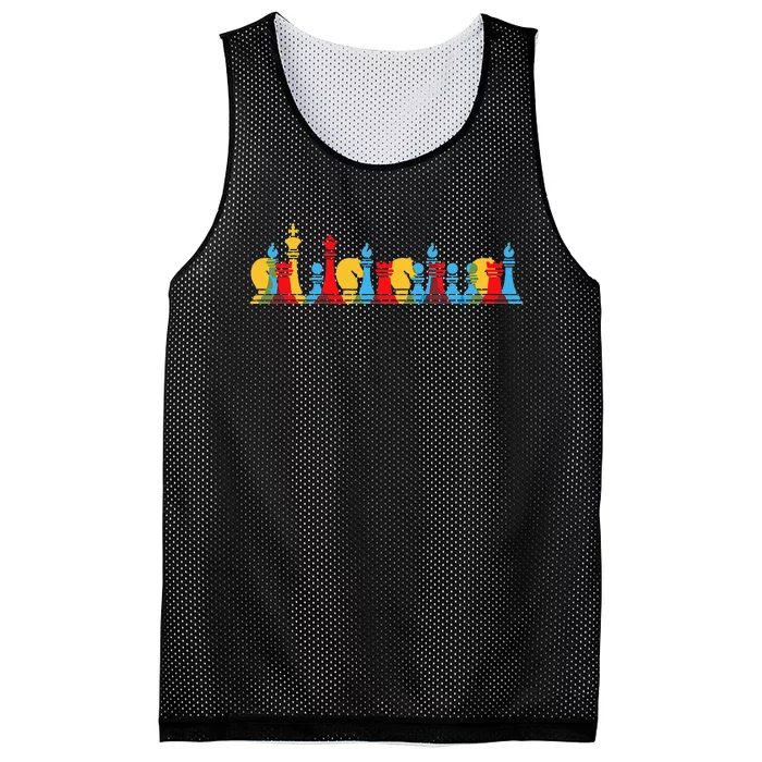 Multicolored Chess Pieces Thinking Smart Gift Mesh Reversible Basketball Jersey Tank