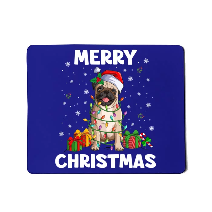 Merry Christmas Pug Tree Lights Xmas Family Gift Mousepad