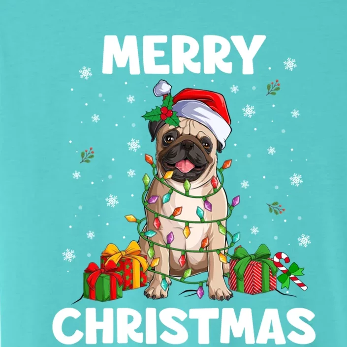 Merry Christmas Pug Tree Lights Xmas Family Gift ChromaSoft Performance T-Shirt