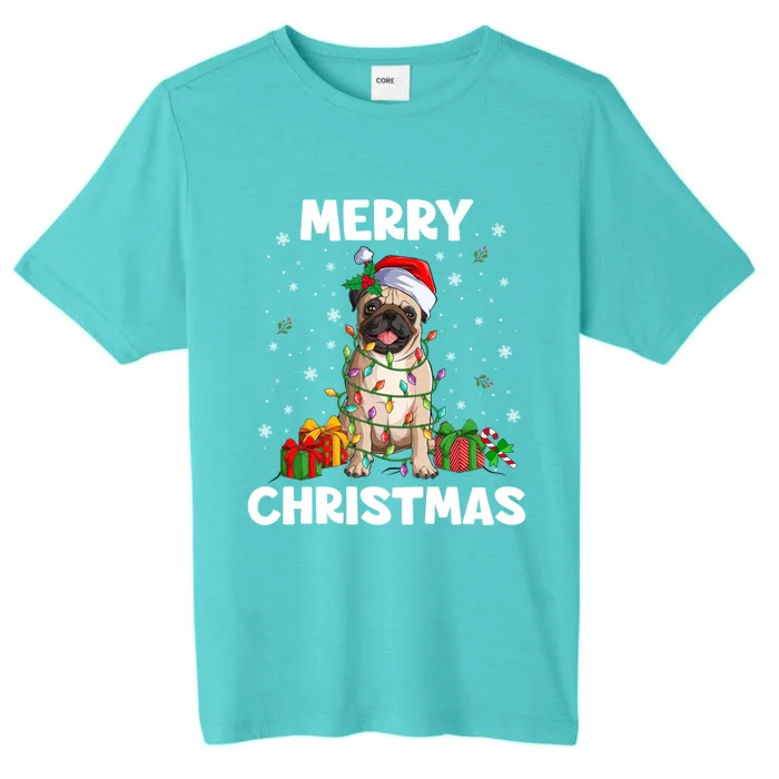 Merry Christmas Pug Tree Lights Xmas Family Gift ChromaSoft Performance T-Shirt