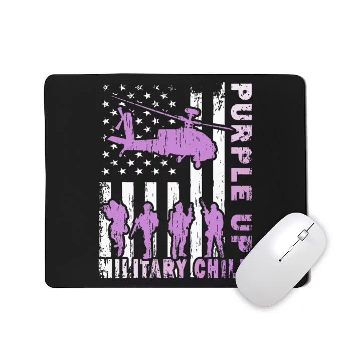 Military Child Purple Up American Flag Helicopter Mousepad