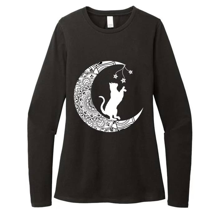 Moon Cat Playful Funny Cat Dala Crescent Moon Witch Funny Gift Womens CVC Long Sleeve Shirt