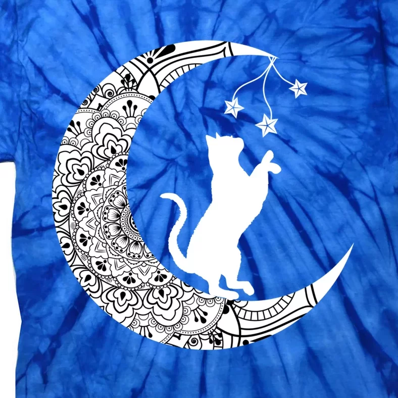 Moon Cat Playful Funny Cat Dala Crescent Moon Witch Funny Gift Tie-Dye T-Shirt