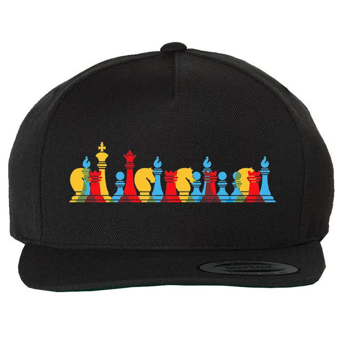 Multicolored Chess Pieces Thinking Smart Funny chess Wool Snapback Cap