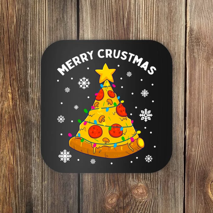 Merry Crustmas Pizza Christmas Tree Xmas Gifts Coaster