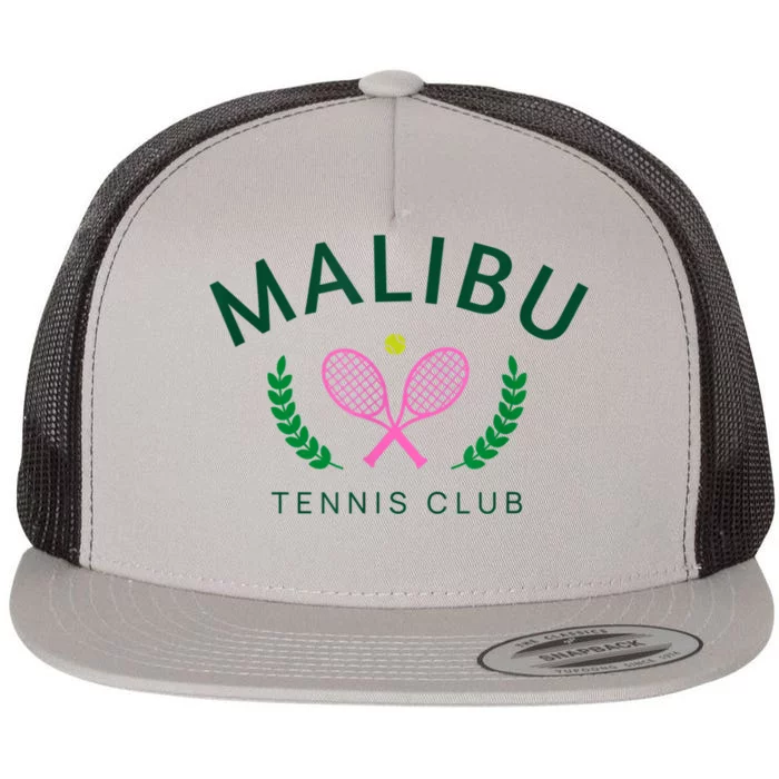 Malibu California Preppy Tennis Club Flat Bill Trucker Hat