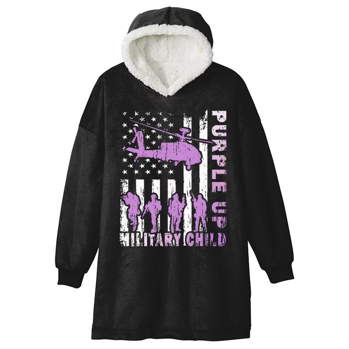 Military Child Purple Up American Flag Helicopter Hooded Wearable Blanket