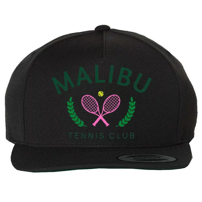 Malibu California Preppy Tennis Club Wool Snapback Cap