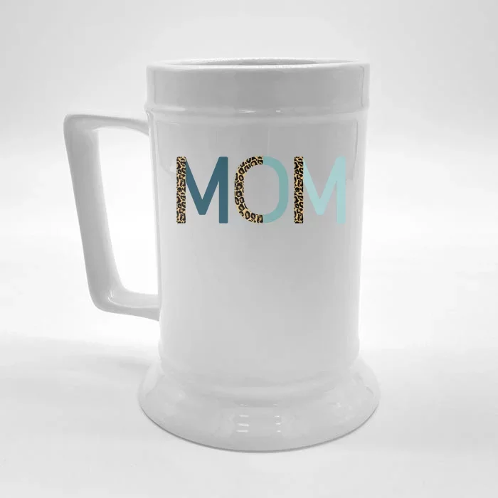 Mom Cheetah Print Cute Mother's Day Gift Front & Back Beer Stein