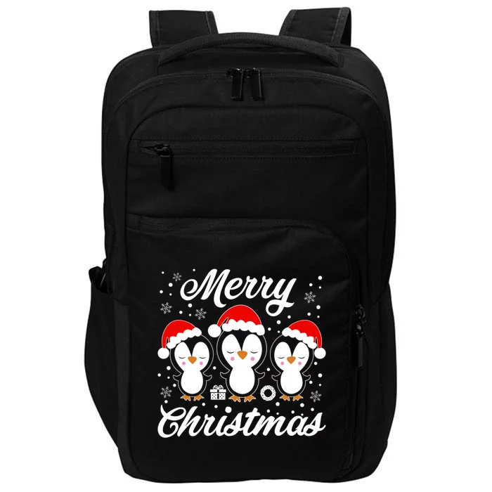 Merry Christmas Penguins Lover Winter Snowflake Xmas Cute Gift Impact Tech Backpack