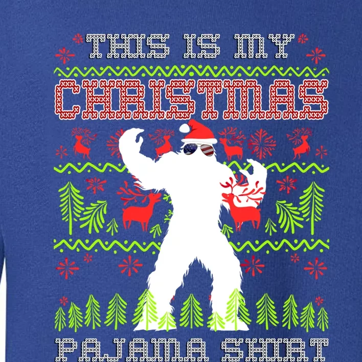 My Christmas Pajama Gift Funny Retro Bigfoot Ugly Xmas Gift Toddler Sweatshirt