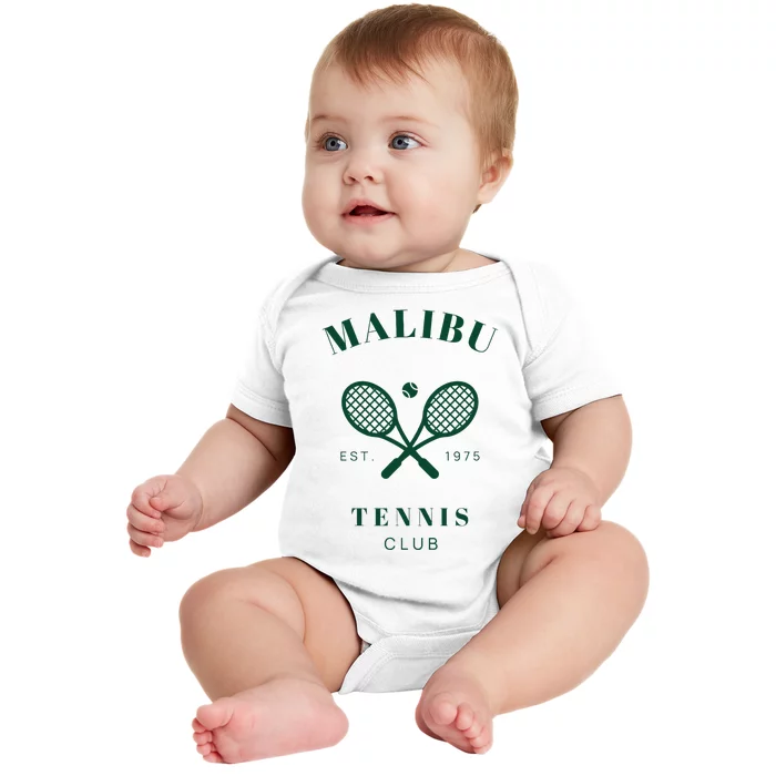 Malibu California Preppy Tennis Club Green Baby Bodysuit