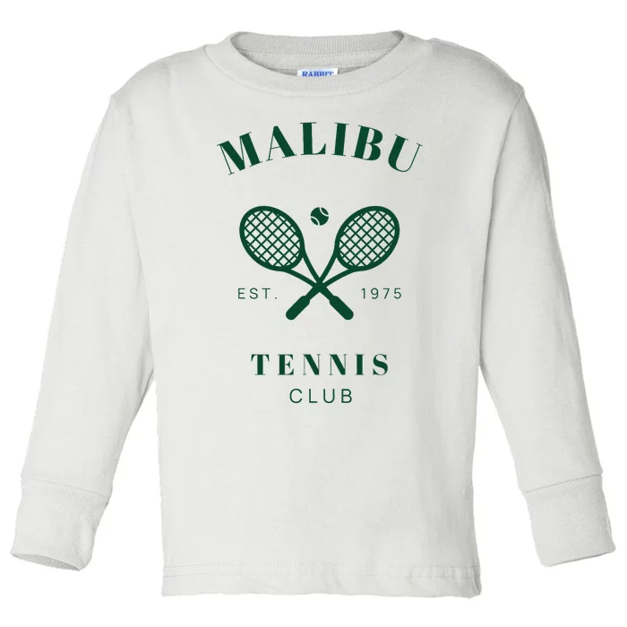 Malibu California Preppy Tennis Club Green Toddler Long Sleeve Shirt