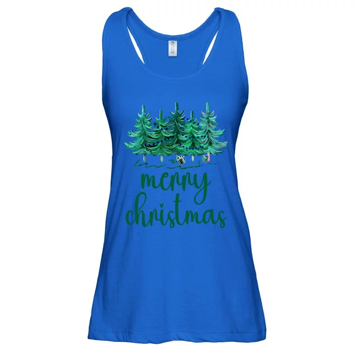 Merry Christmas Pink Christmas Tree Santa Xmas Gift Ladies Essential Flowy Tank