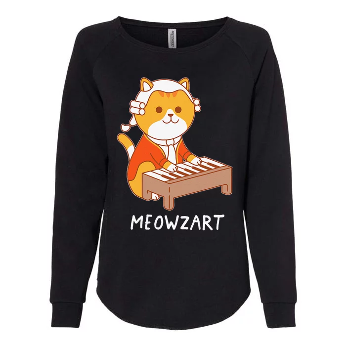 Meowzart Cat Pun Classical Music Piano Funny Womens California Wash Sweatshirt