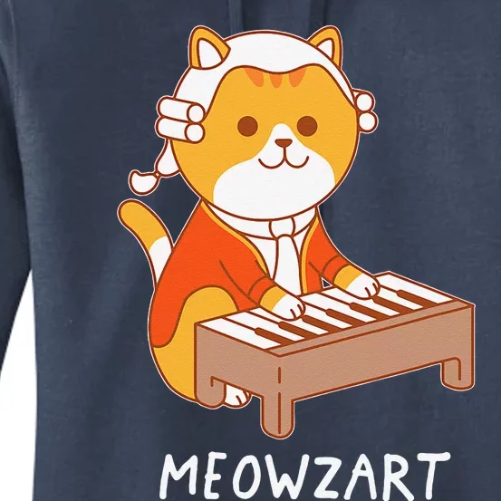 Meowzart Cat Pun Classical Music Piano Funny Women's Pullover Hoodie