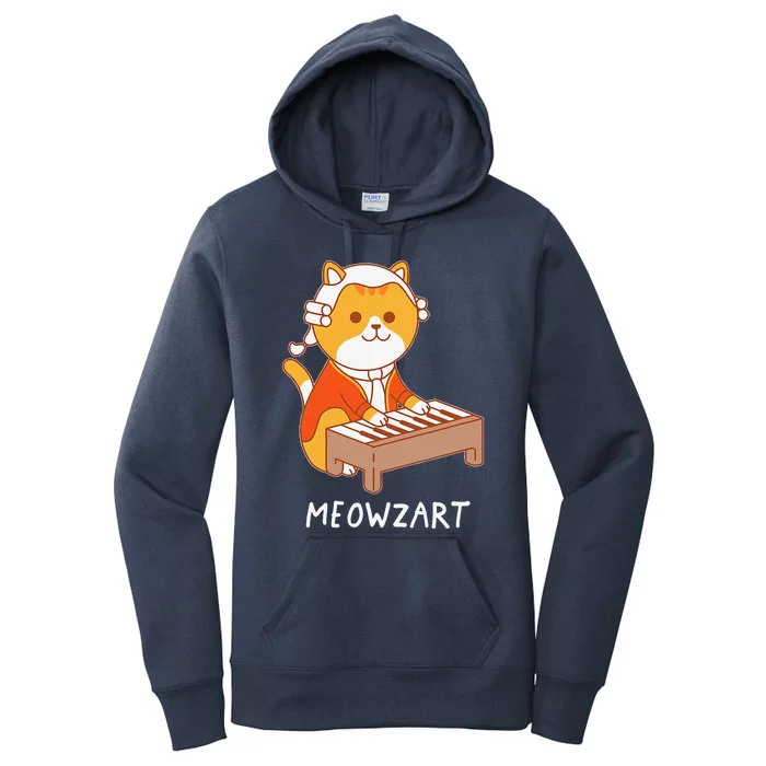 Meowzart Cat Pun Classical Music Piano Funny Women's Pullover Hoodie