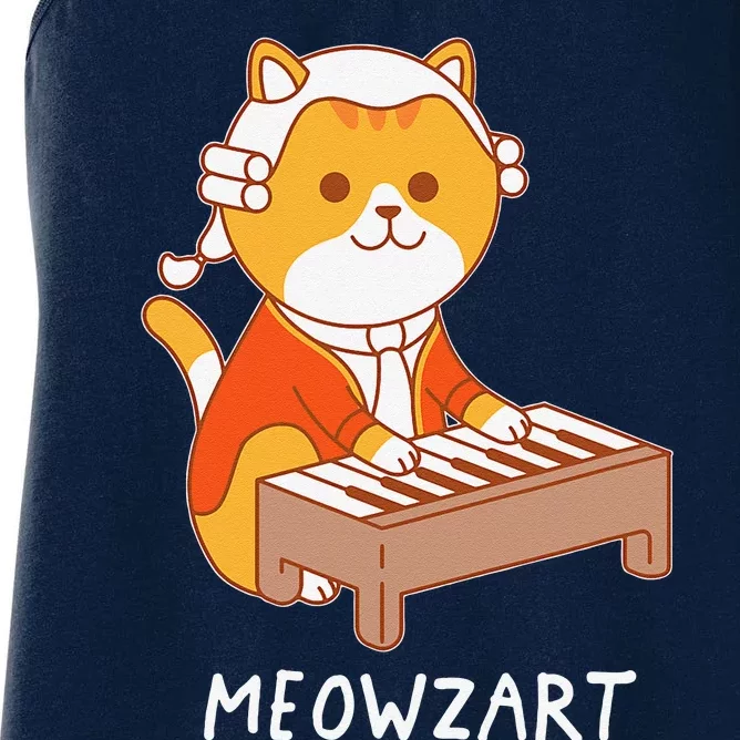 Meowzart Cat Pun Classical Music Piano Funny Women's Racerback Tank