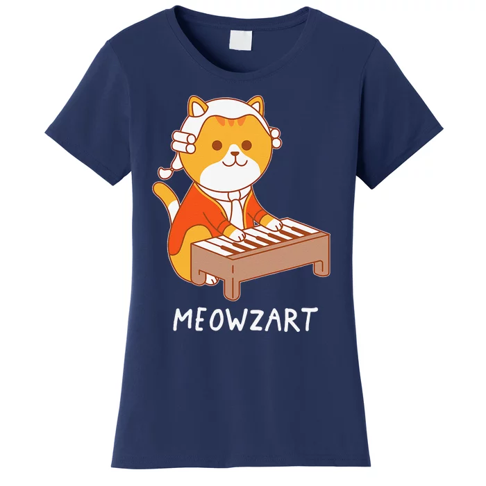 Meowzart Cat Pun Classical Music Piano Funny Women's T-Shirt