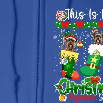 My Christmas Pajama Gift Santa Yorkshire Terriers In Socks Gift Full Zip Hoodie