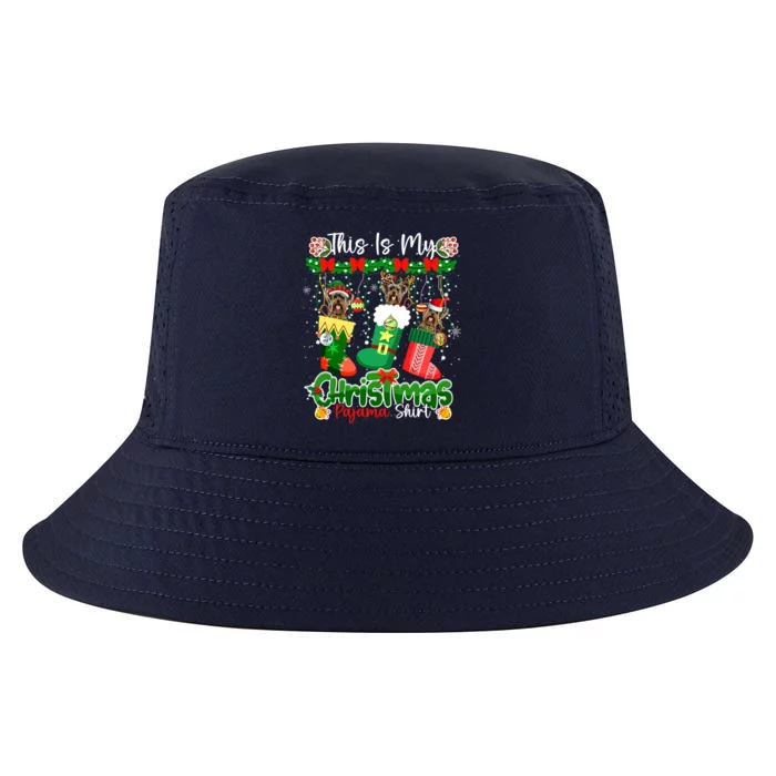 My Christmas Pajama Gift Santa Yorkshire Terriers In Socks Gift Cool Comfort Performance Bucket Hat