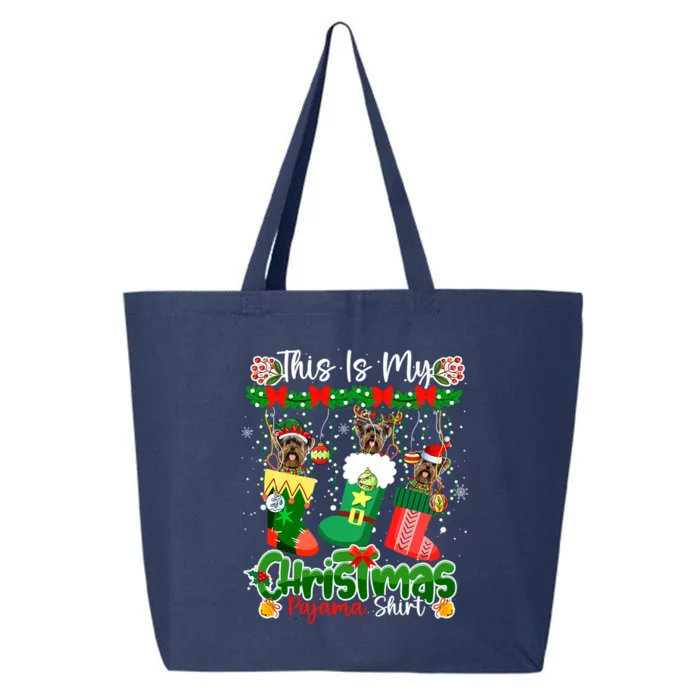 My Christmas Pajama Gift Santa Yorkshire Terriers In Socks Gift 25L Jumbo Tote