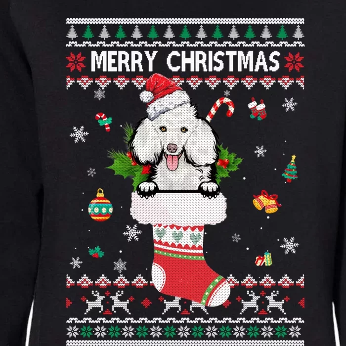 Merry Christmas Poodle In Sock Dog Funny Ugly Xmas Gift Womens California Wash Sweatshirt