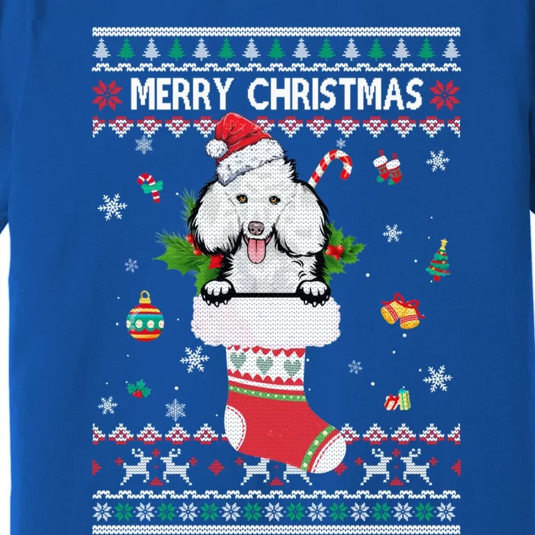 Merry Christmas Poodle In Sock Dog Funny Ugly Xmas Gift Premium T-Shirt