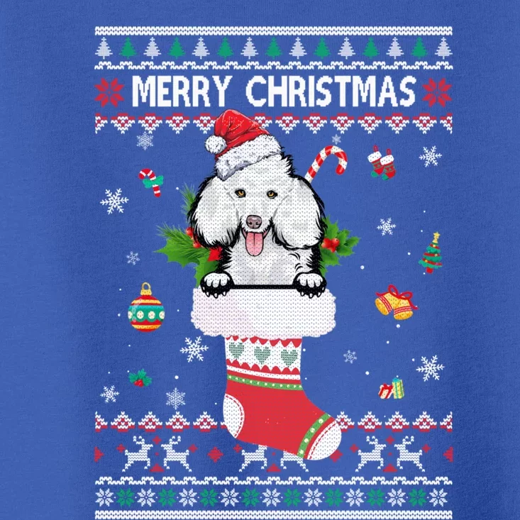 Merry Christmas Poodle In Sock Dog Funny Ugly Xmas Gift Toddler T-Shirt