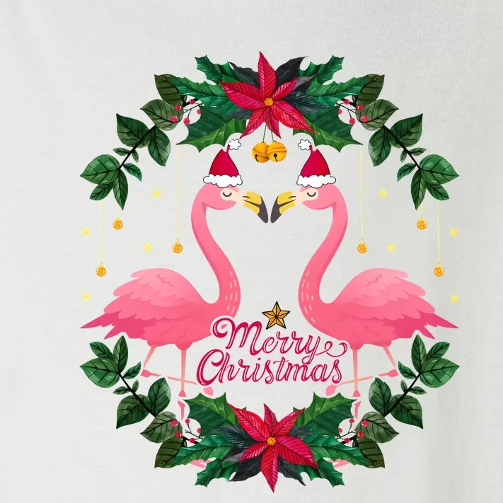 Merry Christmas Pink Flamingo Toddler Long Sleeve Shirt