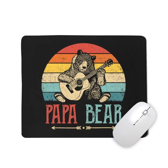 Mens Cute Papa Bear Vintage Father's Day Retro Dad Guitar Mousepad