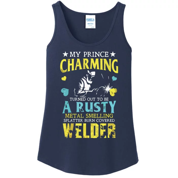 My Charming Prince Is A Welder Welding Gear Welder Wife Premium Ladies Essential Tank