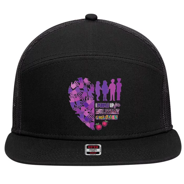 Military Child Purple Up for Military 7 Panel Mesh Trucker Snapback Hat