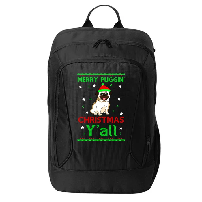 Merry Christmas Pug Gift City Backpack