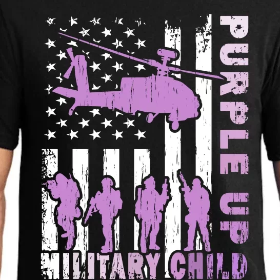 Military Child Purple Up American Flag Helicopter Pajama Set