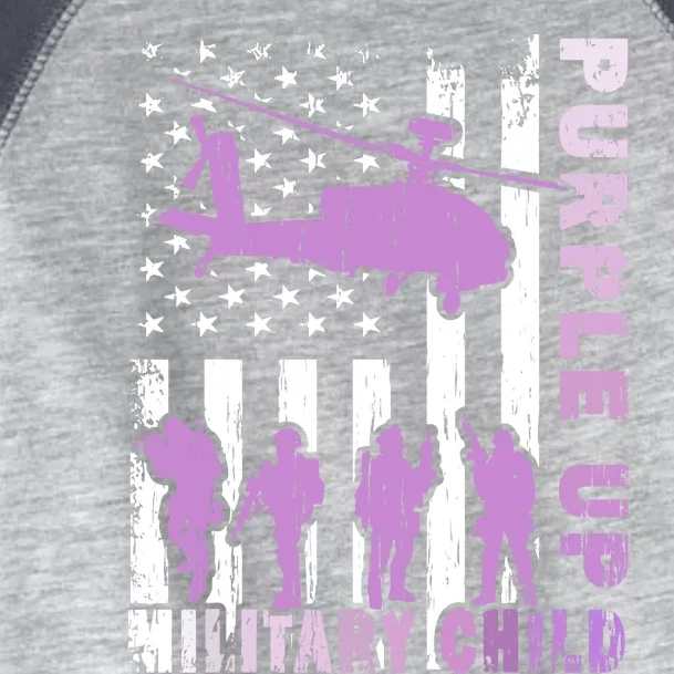 Military Child Purple Up American Flag Helicopter Toddler Fine Jersey T-Shirt