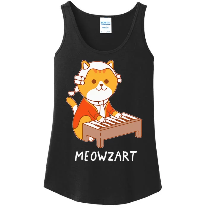 Meowzart Cat Pun Classical Music Piano Ladies Essential Tank