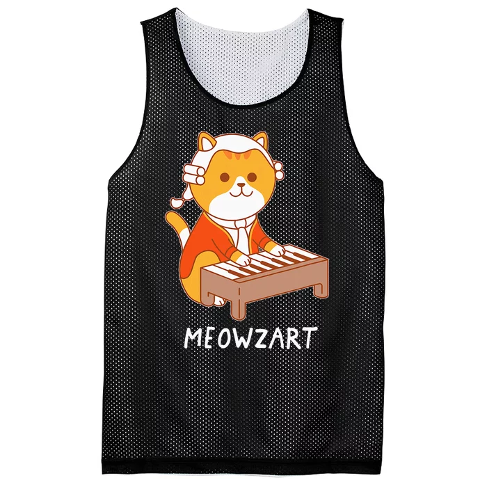 Meowzart Cat Pun Classical Music Piano Mesh Reversible Basketball Jersey Tank