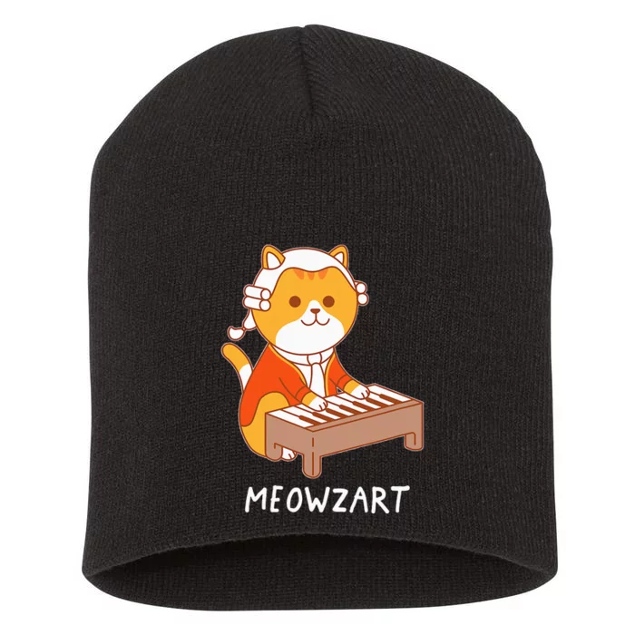 Meowzart Cat Pun Classical Music Piano Short Acrylic Beanie