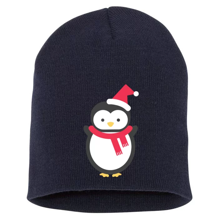 Merry Christmas Penguin Short Acrylic Beanie