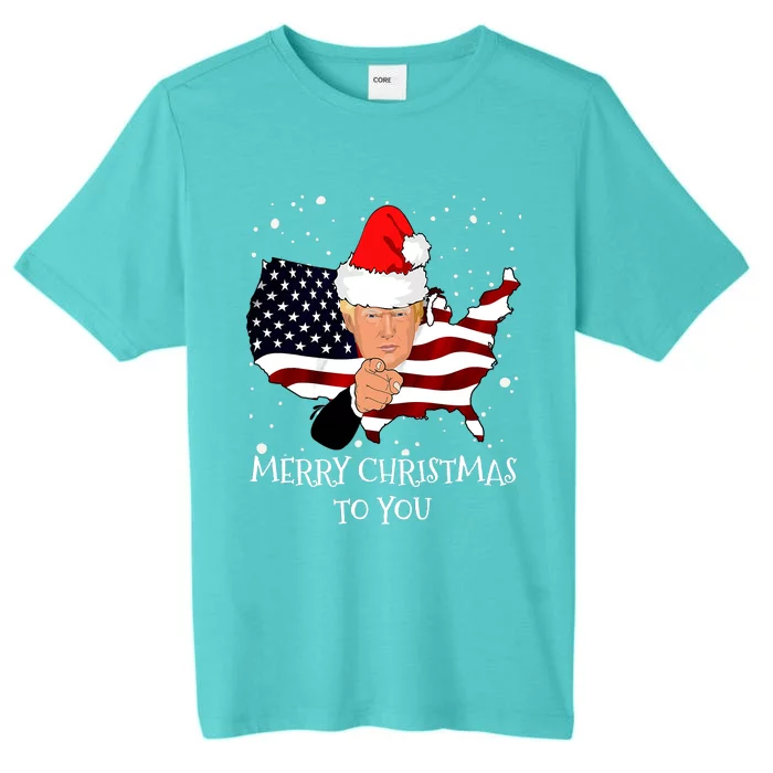 Merry Christmas President Trump Santa Hat America Flag ChromaSoft Performance T-Shirt