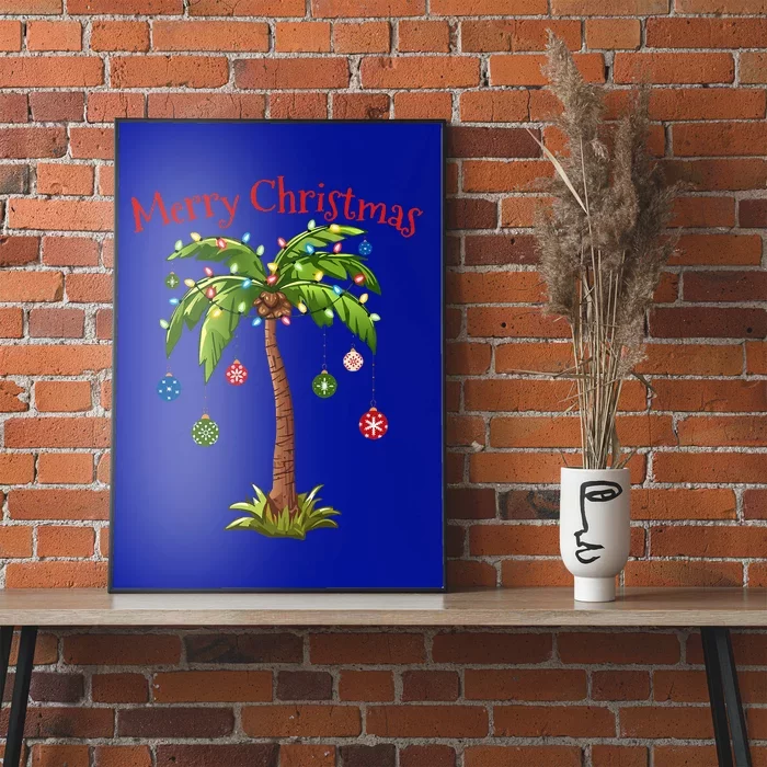 Merry Christmas Palm Tree Light Hawaiian Tropical Christmas Poster