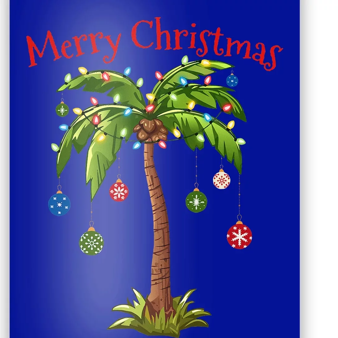 Merry Christmas Palm Tree Light Hawaiian Tropical Christmas Poster