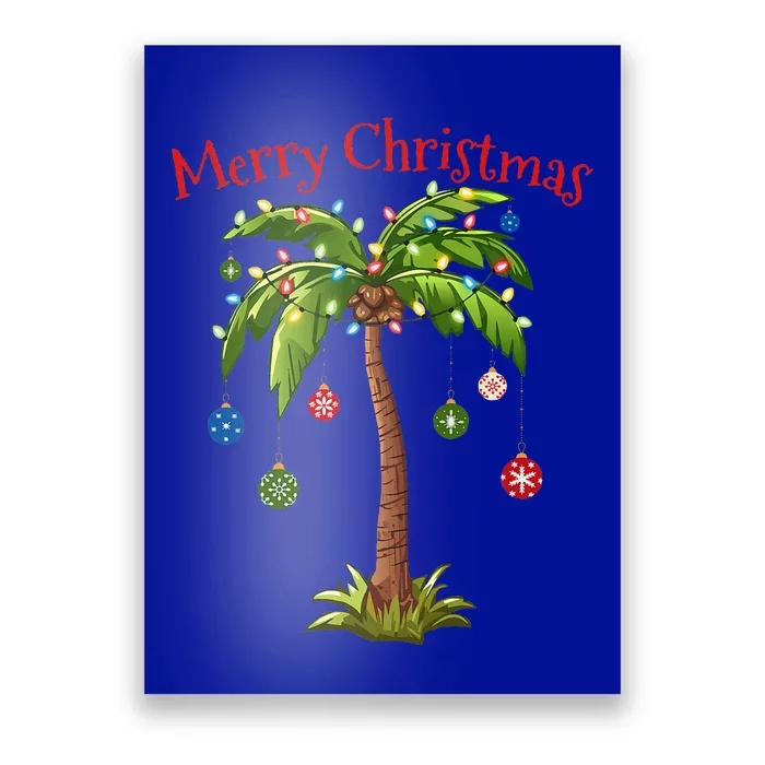 Merry Christmas Palm Tree Light Hawaiian Tropical Christmas Poster