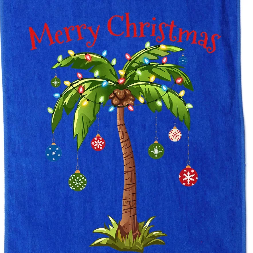 Merry Christmas Palm Tree Light Hawaiian Tropical Christmas Platinum Collection Golf Towel