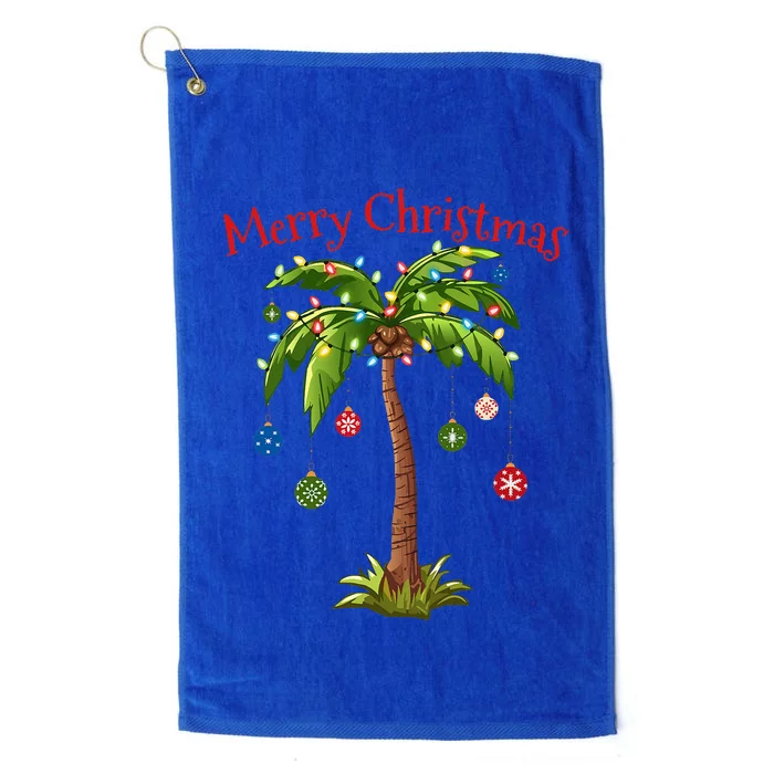 Merry Christmas Palm Tree Light Hawaiian Tropical Christmas Platinum Collection Golf Towel