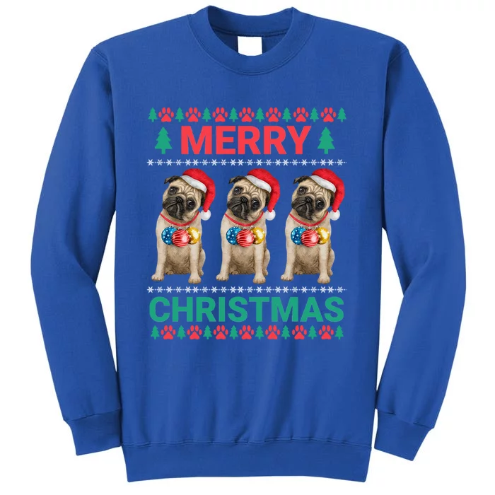 Merry Christmas Pug Puppy Cute Xmas Pug Lover Funny Gift Tall Sweatshirt